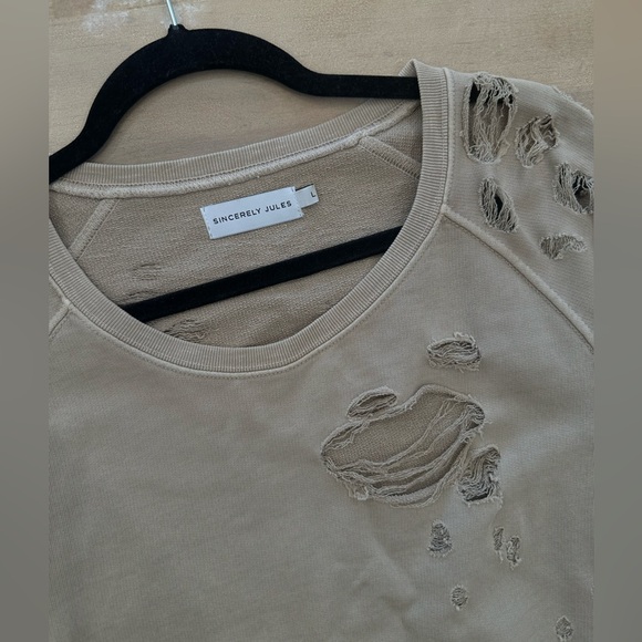 Sincerely Jules distressed torn all over crewneck sweater sweatshirt - Picture 10 of 13